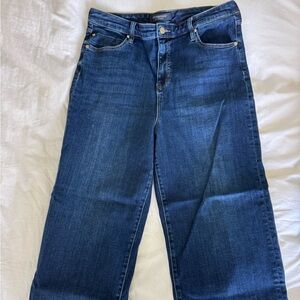 Liverpool Jeans Company Dark Blue Wide Leg, Raw Hem Jeans